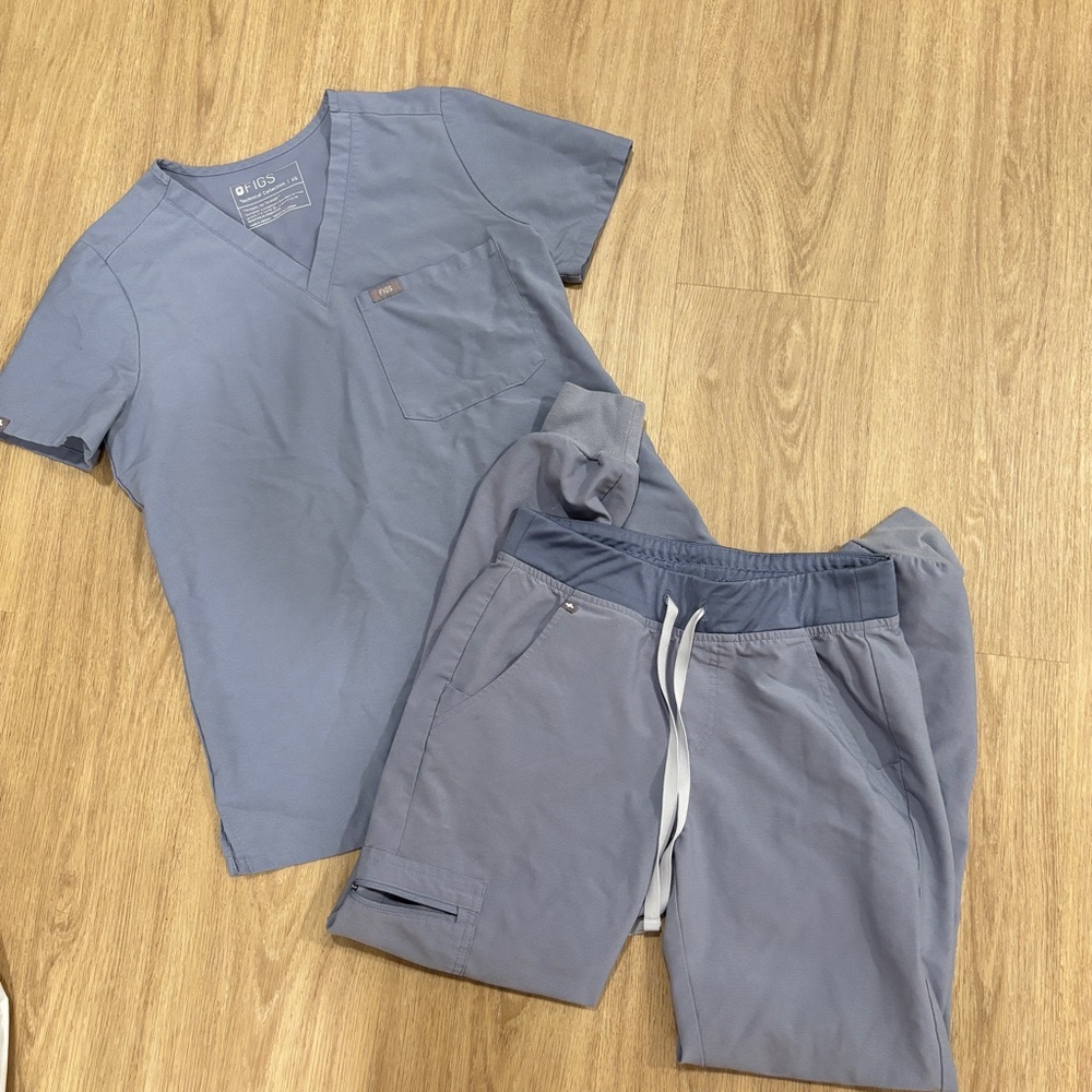 Figs Blue Technical Scrub Set Vapor Blue Space Dye